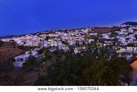 night landscape of Apollonia Sifnos Cyclades Greece