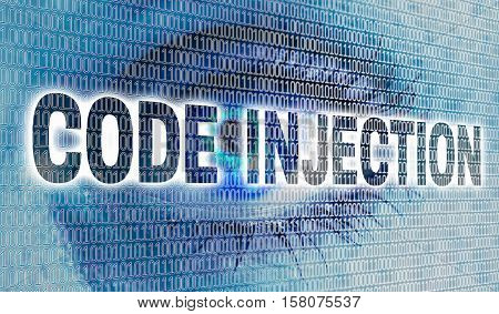 Code injection eye with matrix looks at viewer concept.