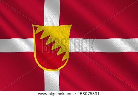 Flag of Solrod is a municipality in Denmark in Zealand Region. 3d illustration