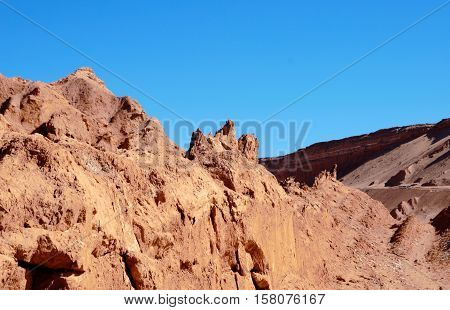 Long shot of the Valle de la Muerte or death valley close to San Pedro de Atacama in Chile South America