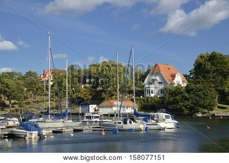 Harbor with blue sky in Nynashamn - Sweden
