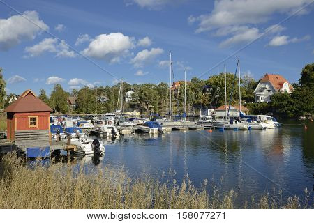Harbor with blue sky in Nynashamn - Sweden