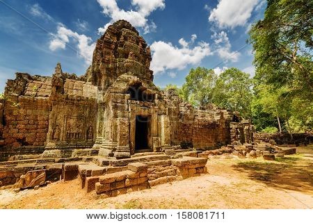 Ancient Gopura Of Ta Som Temple In Angkor, Cambodia