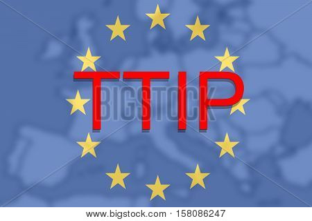 Ttip - Transatlantic Trade And Investment Partnership On Europe Euro Union Background
