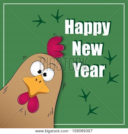 Happy New Year. Year of the rooster. Vector illustration.