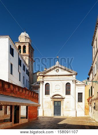 Facade Of The San Simeone Profeta Church In Venice, Italy
