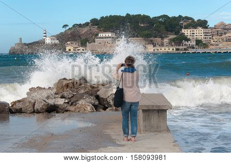Port de Soller on Majorca at storm. WinterSpain
