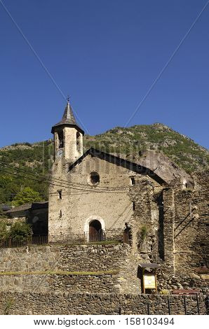 Church of Sant Andreu of Tavascan village Lleida province pyrenees mountains Spain