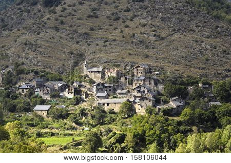 Lladros village in the Cardos Valley Pyrenees mountains Lleida Spain