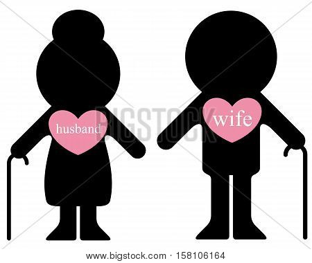 Vector elderly people with lovers in hearts infographics element