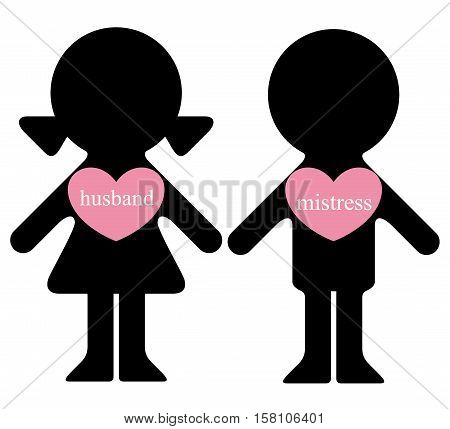 Vector boy and girl with lovers in hearts infographics element