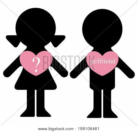 Vector boy and girl with lovers in hearts infographics element