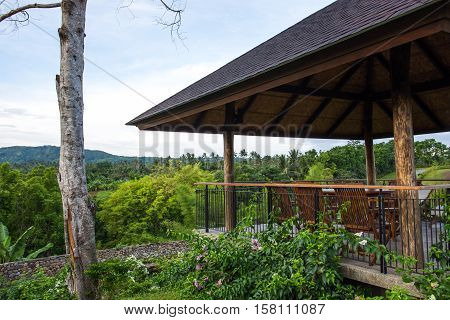 gazebo or a waiting shed that overlooked nature scene in Angelfields Tagaytay, Philippines