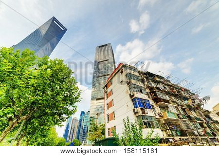Old Buildings Coexist With Modern Skyscrapers In Shanghai, China