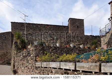 castle of Santa Pau Garrotxa Girona province Catalonia Spain