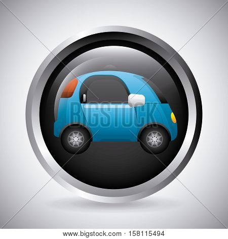 button with autonomous car icon inside over white background. smart and techonology concept. vector illustration
