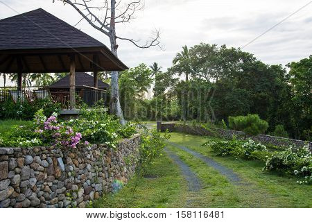 gazebo or a waiting shed that overlooked nature scene in Angelfields Tagaytay, Philippines