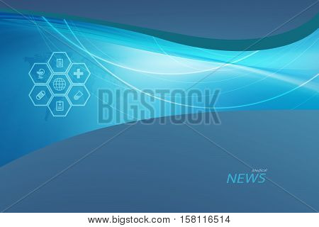 Medical Abstract Background; Suitable for Healthcare and Medical News Topic Bautiful Cyan Curves Suitable for Presentation Background.