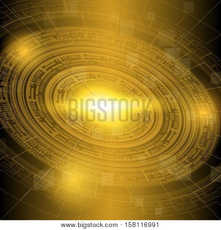 Abstract dark yellow technology background, stock vector