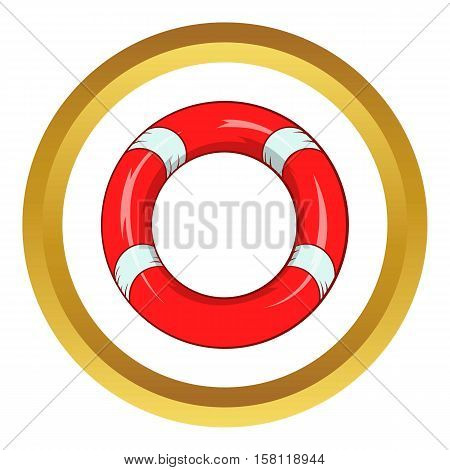 Lifeline vector icon in golden circle, cartoon style isolated on white background