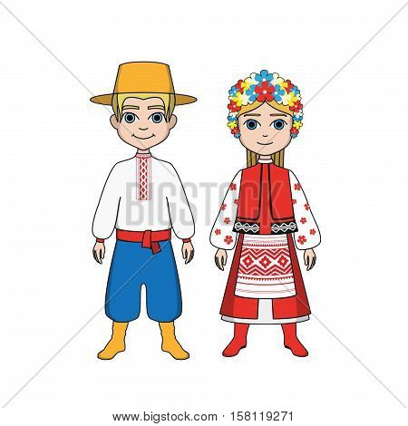 The man and woman in Russian national clothes