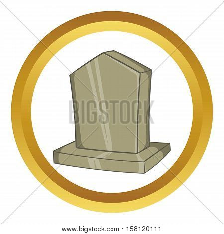 Sepulchral monument vector icon in golden circle, cartoon style isolated on white background