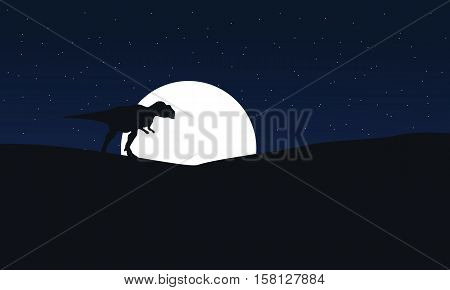 Illustration of mapusaurus at night scenery collection stock