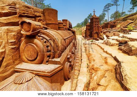 Clay Locomotive And Church In Clay Town, The Dalat Star