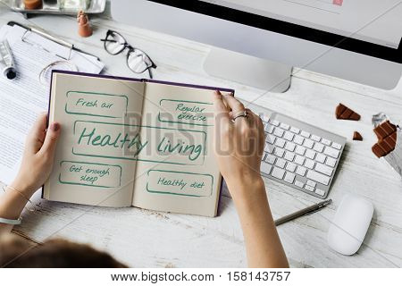 Healthy Living Excercise Diet Nutrition Graphic  