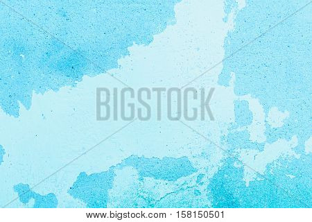 Vintage Blue Background With Plaster Falling Off.