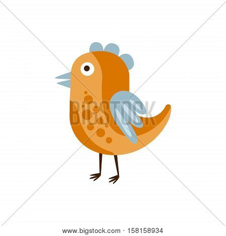 Orange And Blue Singing Bird, Camping And Hiking Outdoor Tourism Related Item Isolated Vector Illustration. Part Of Forest Touristic Adventures Objects Collection In Cute Flat Design.