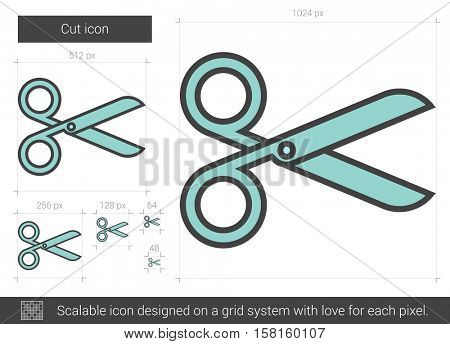 Cut vector line icon isolated on white background. Cut line icon for infographic, website or app. Scalable icon designed on a grid system.