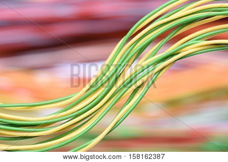 Closeup of cable and wire in computer network systems