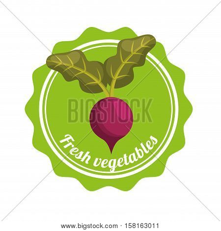 green seal stamp with betroot vegetable icon inside over white background. healthy and natural food design. vector illustration