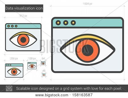 Data visualization vector line icon isolated on white background. Data vizualization line icon for infographic, website or app. Scalable icon designed on a grid system.