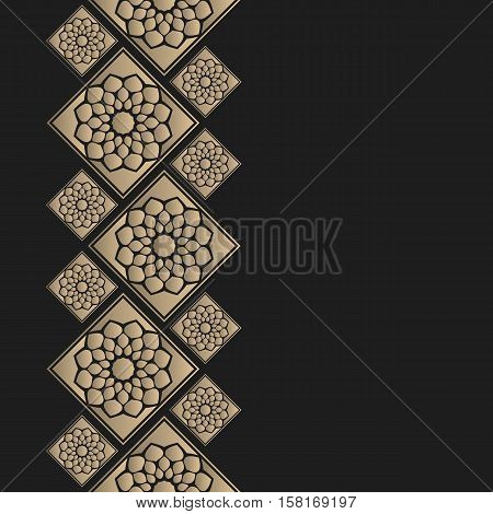 Vector geometric frame oriental style. Seamless vector border for design. Islamic oriental card with place for text.