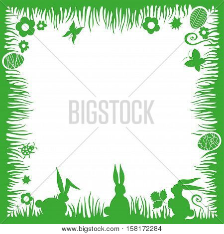 Easter design with cute banny and text, hand drawn illustration