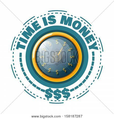 Time Is Money Concept With A Gold Watch On A White Background. Vector Illustration.