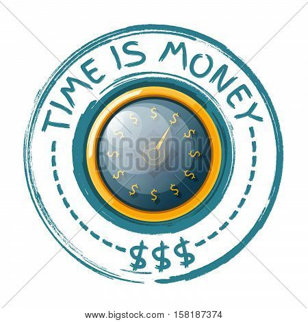 Time Is Money Concept With A Gold Watch On A White Background. Vector Illustration.
