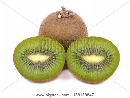 Kiwi fruit isolated on white background macro
