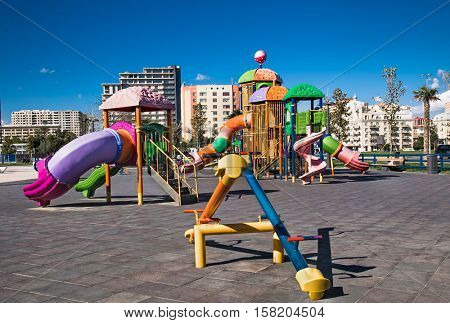  Children playground in New city park in Baku, Azerbeijan. 