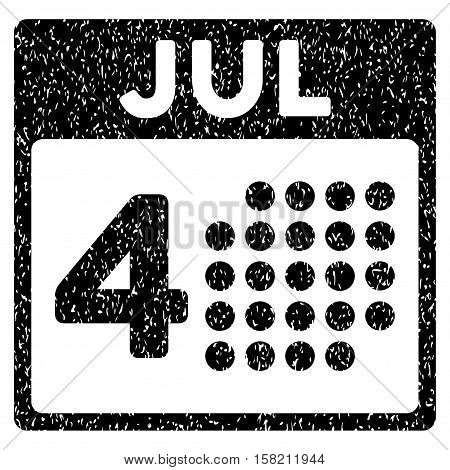 American Independence Day grainy textured icon for overlay watermark stamps. Flat symbol with scratched texture. Dotted vector black ink rubber seal stamp with grunge design on a white background.