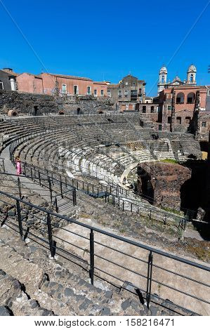 Roman Theater In Catania, Sicily, Italy