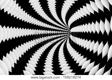 black and white tunnel background  3d illustration
