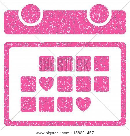 Favourite Days grainy textured icon for overlay watermark stamps. Flat symbol with scratched texture. Dotted vector pink ink rubber seal stamp with grunge design on a white background.