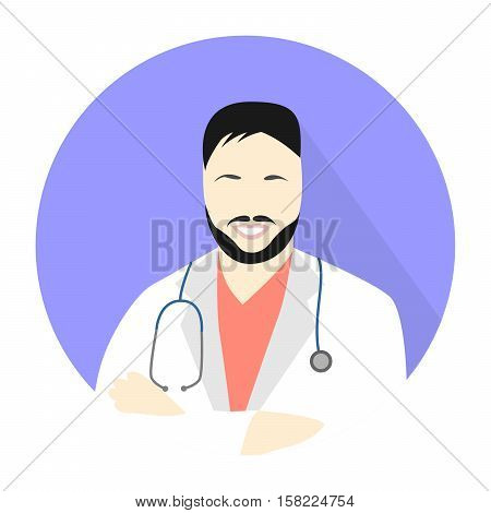 Illustration in style of a flat design with a man doctor.