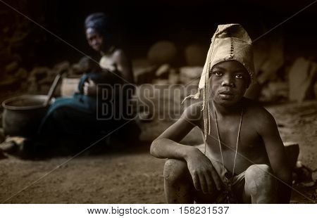 Mali, Africa - Dogon Village And Typical Mud Buildings