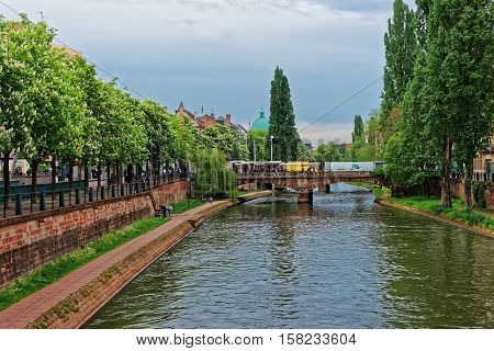 Bridge Over Canal Du Faux Rempart In Strasbourg In France