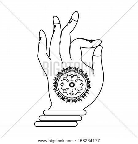 Mudra icon in outline style isolated on white background. India symbol vector illustration.
