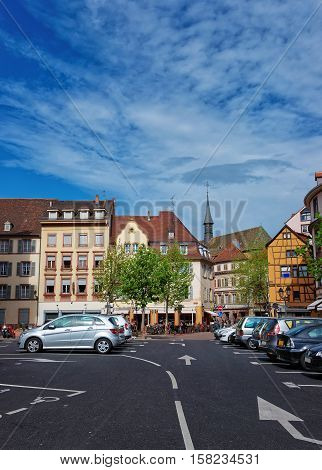Cathedral Square In Colmar Of Alsace Of France